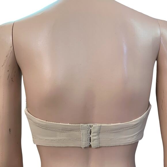 Chantelle Sublime Strapless Bra 32DD Nude Mesh Underwired Molded Lightly Lined - Picture 3 of 8